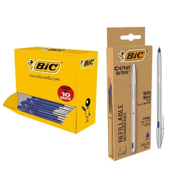 Een ACTIE BIC: 1 x M10 Clic voordeelpak blauw (ref. 896041) + GRATIS 1 x balpen Cristal Re-new (ref. 997202) koop je bij ShopXPress