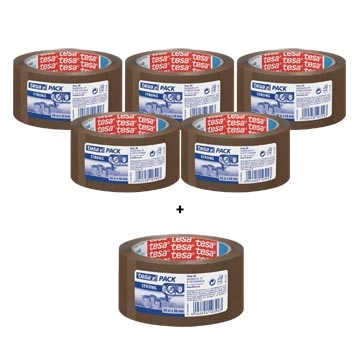 Een ACTIE TESA VERPAKKINGSPLAKBAND STRONG, FT 50 MM x 60 MM, BRUIN (Ref. 57168) 5 + 1 GRATIS koop je bij ShopXPress