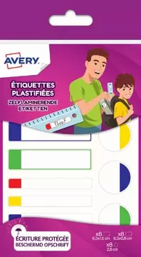 Een Avery Family gelamineerde etiketten, etui met 24 etiketten, geassorteerde formaten en standaard kleuren koop je bij ShopXPress