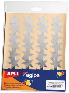 Een Agipa metallic stickers, blister met 128 stuks, goud en zilver, ster 35 mm koop je bij ShopXPress