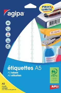 Een Agipa witte etiketten Print & Write ft 56 x 34 mm (b x h), 192 stuks, 12 per blad koop je bij ShopXPress