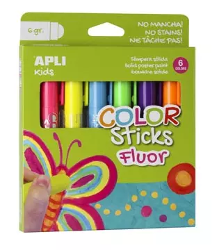 Een Apli Kids color sticks fluor, blister met 6 stuks koop je bij ShopXPress