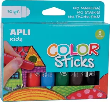 Een Apli Kids plakkaatverf Color sticks, blister met 6 stuks koop je bij ShopXPress