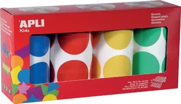 Een Apli Kids stickers XL cirkels, diameter 45 mm, doos met 4 rollen in 4 kleuren koop je bij ShopXPress