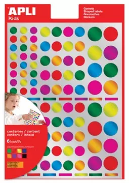 Een Apli Kids stickers, cirkel, blister met 624 stuks in geassorteerde metallic kleuren en groottes koop je bij ShopXPress