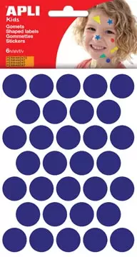 Een Apli Kids stickers, cirkel diameter 20 mm, blister met 180 stuks, blauw koop je bij ShopXPress