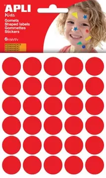 Een Apli Kids stickers, cirkel diameter 20 mm, blister met 180 stuks, rood koop je bij ShopXPress