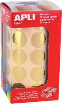 Een Apli Kids stickers op rol, cirkel diameter 20 mm, 1770 stuks, metallic goud koop je bij ShopXPress