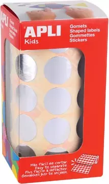 Een Apli Kids stickers op rol, cirkel diameter 20 mm, 1770 stuks, metallic zilver koop je bij ShopXPress