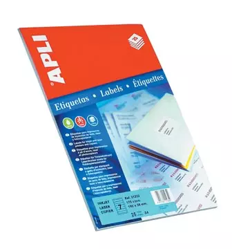 Een Apli etiketten ft 105 x 37 mm (b x h), rechte hoeken, 400 stuks, 16 per blad (1214) koop je bij ShopXPress