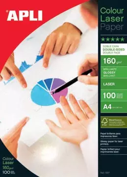 Een Apli fotopapier Colour Laser ft A4, 160 g, pak van 100 vel koop je bij ShopXPress