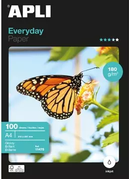 Een Apli fotopapier Everyday ft A4, 180 g, pak van 100 vel koop je bij ShopXPress