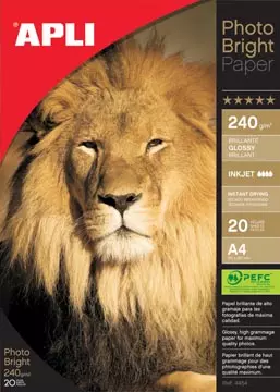 Een Apli fotopapier Photo Bright ft A4, 240 g, pak van 20 vel koop je bij ShopXPress