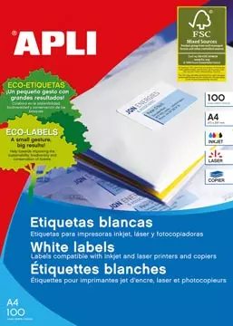 Een Apli witte etiketten ft 105 x 42,4 mm (b x h), 1.400 stuks, 14 per blad (1277) koop je bij ShopXPress