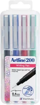 Een Artline 200 fineliner, etui van 4 stuks, assorti koop je bij ShopXPress