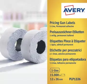 Een Avery PLP1226 etiketten voor prijstang permanent, ft 12 x 26 mm, 15 000 etiketten, wit koop je bij ShopXPress