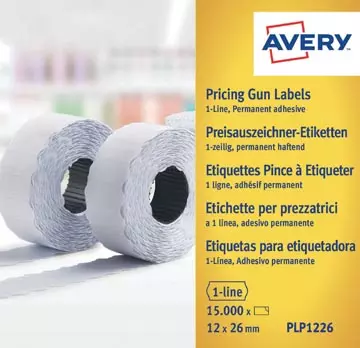 Een Avery YPLP1226 etiketten voor prijstang permanent, ft 12 x 26 mm, 15 000 etiketten, geel koop je bij ShopXPress