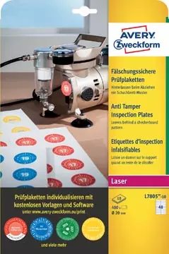 Een Avery fraudebestendige, niet-verwijderbare ronde keuringszegels, 20 mm diameter, 480 stuks, 48 per vel koop je bij ShopXPress