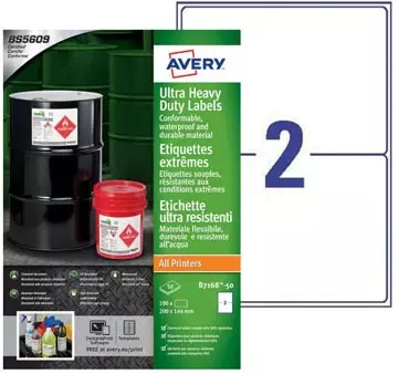 Een Avery ultra resistente etiketten ft 200 x 144 mm (b x h), doos van 100 etiketten koop je bij ShopXPress