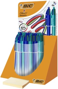 Een BIC Colours Smooth Gradiant 4-kleurenbalpen, medium, blauw en groen, display van 30 stuks koop je bij Supplierz BV