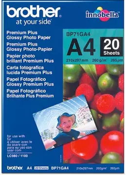 Een BROTHER fotopapier glossy, ft A4, 260 g, pak van 20 vel koop je bij ShopXPress