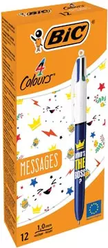 Een Bic Colours Messages 4-kleurenbalpen, medium, klassieke inktkleuren, doos van 12 stuks koop je bij ShopXPress