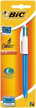 Een Bic 4 Colours Original 4-kleurenbalpen, medium, klassieke inktkleuren, lichaam blauw, op blister koop je bij ShopXPress