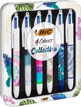 Een Bic Colours Tie - Dye 4-kleurenbalpen, medium, klassieke inktkleuren, doos van 6 stuks koop je bij ShopXPress