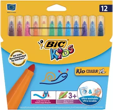 Een Bic Kids Kid Couleur XL viltstiften, etui met 12 stuks koop je bij ShopXPress