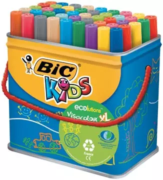 Een Bic Kids Viltstift Visacolor XL Ecolutions 48 stiften in een metalen doos koop je bij ShopXPress