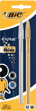 Een Bic balpen Cristal Shine, blister met 2 stuks (goud en zilver) koop je bij ShopXPress