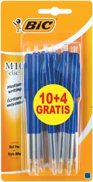 Een Bic balpen M10 Clic, 0,4 mm, medium punt, bleu, blister 10 stuks + 4 gratis koop je bij ShopXPress