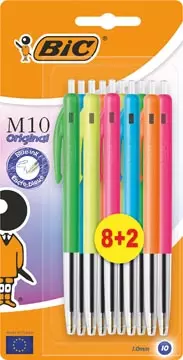 Een Bic balpen M10 Clic Colors 8+2 gratis, op blister koop je bij ShopXPress