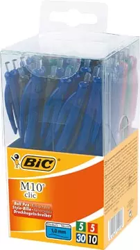 Een Bic balpen M10 Clic, doos met 50 stuks in geassorteerde kleuren koop je bij ShopXPress