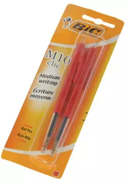 Een Bic balpen M10 Clic op blister, medium punt, rood koop je bij ShopXPress