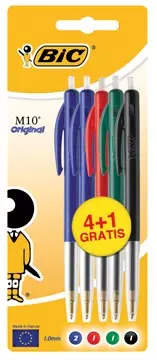 Een Bic balpen M10, blister 4 + 1 gratis in geassorteerde kleuren koop je bij ShopXPress