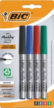 Een Bic permanent marker ECOlutions, schrijfbreedte 1,1 mm, fijne punt, geassorteerde kleuren koop je bij ShopXPress