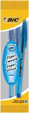 Een Bic roller Cristal Gel blauw, blister met 2 stuks koop je bij ShopXPress