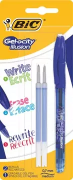 Een Bic roller Gel-ocity Illusion, blauw, blister met 1 stuk en 2 vullingen koop je bij ShopXPress