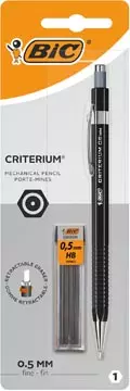 Een Bic vulpotlood Criterium, blister van 1 stuk + 12 vullingen (gratis), zwart, 0,5 mm koop je bij ShopXPress