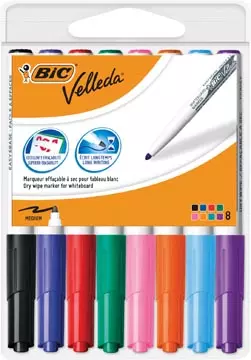 Een Bic whiteboardmarker Velleda 1741, in geassorteerde kleuren, etui van 8 stuks koop je bij ShopXPress