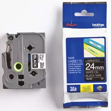 Een Brother TZe tape voor P-Touch 24 mm, wit op zwart koop je bij ShopXPress