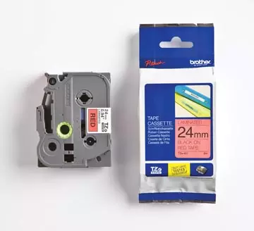 Een Brother TZe tape voor P-Touch 24 mm, zwart op rood koop je bij ShopXPress