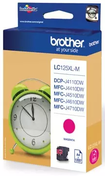 Een Brother inktcartridge, 1.200 pagina's, OEM LC-125XLM, magenta koop je bij ShopXPress