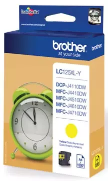 Een Brother inktcartridge, 1.200 pagina's, OEM LC-125XLY, geel koop je bij ShopXPress