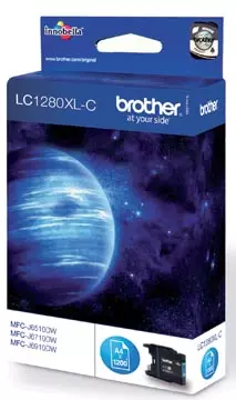 Een Brother inktcartridge, 1.200 pagina's, OEM LC-1280XLC, cyaan koop je bij ShopXPress