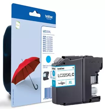 Een Brother inktcartridge, 1.200 pagina's, OEM LC-225XLC, cyaan, op blister koop je bij ShopXPress