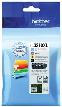 Een Brother inktcartridge, 1.500 - 3.000 pagina's, OEM LC-3219XLVAL, 4 kleuren koop je bij ShopXPress