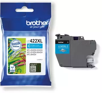 Een Brother inktcartridge, 1.500 pagina's, OEM LC-422XLC, cyaan koop je bij ShopXPress