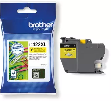 Een Brother inktcartridge, 1.500 pagina's, OEM LC-422XLY, geel koop je bij ShopXPress